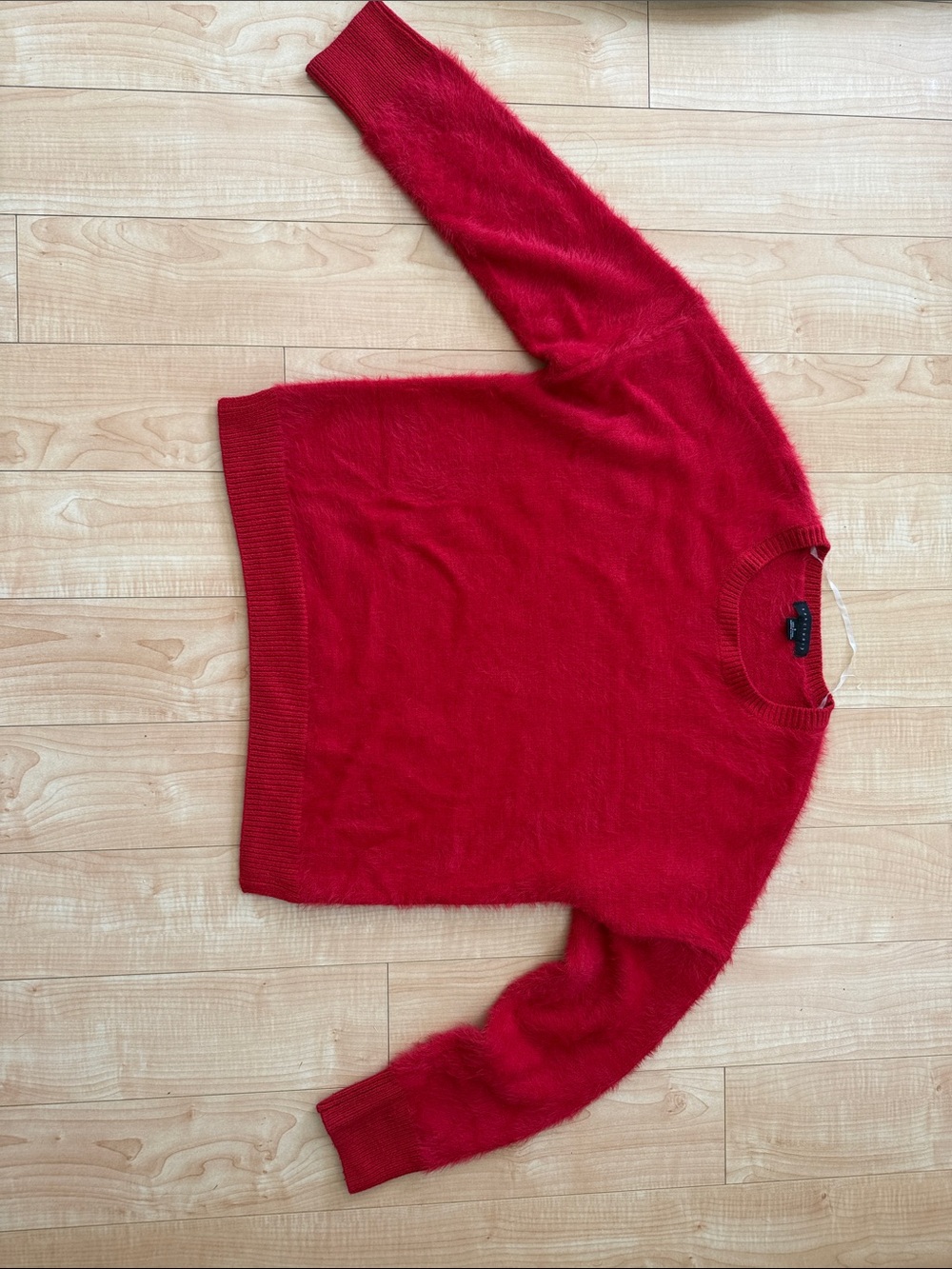 Sanctuary Red Crewneck Fuzzy Knit Sweater